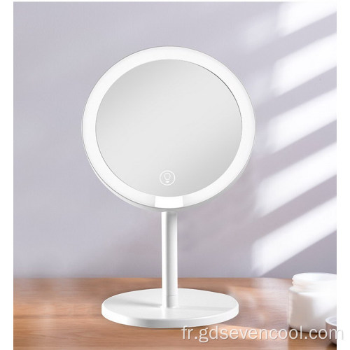 Miroir LED de maquillage de 3 couleurs avec base de stockage